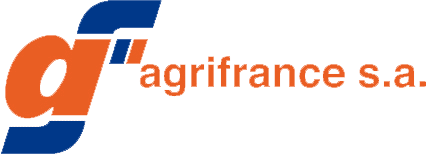 Agrifrance s.a. : Identité visuelle et logo officiel Logo Agrifrance s.a. : monogramme stylisé bleu et orange avec texte orange.